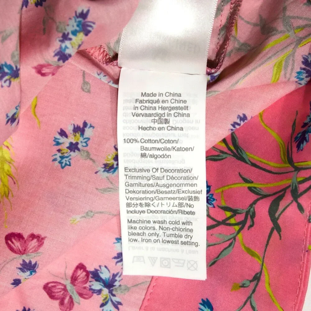 NWT J. Crew Pink Ruffle Blouse Wheat Bouquet Floral Cottage Print Women XS (B4)